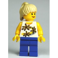 cty130 Yellow Flowers - Tan Ponytail, Blue Legs 
